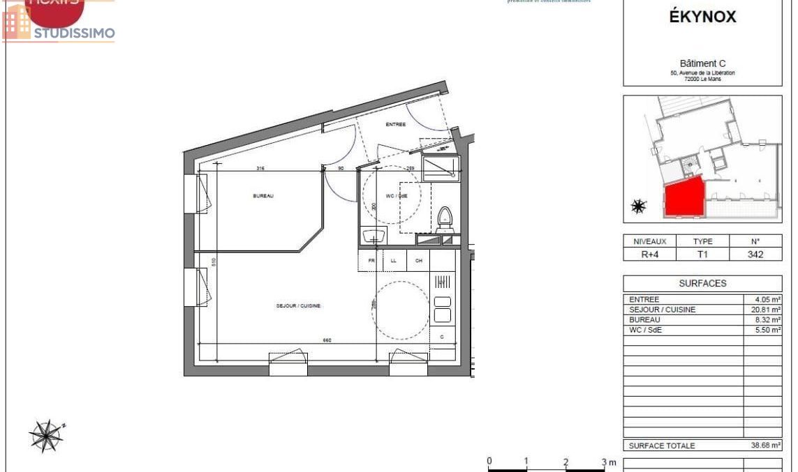 Studio 38m² Le Mans - lumineux - Photo 1