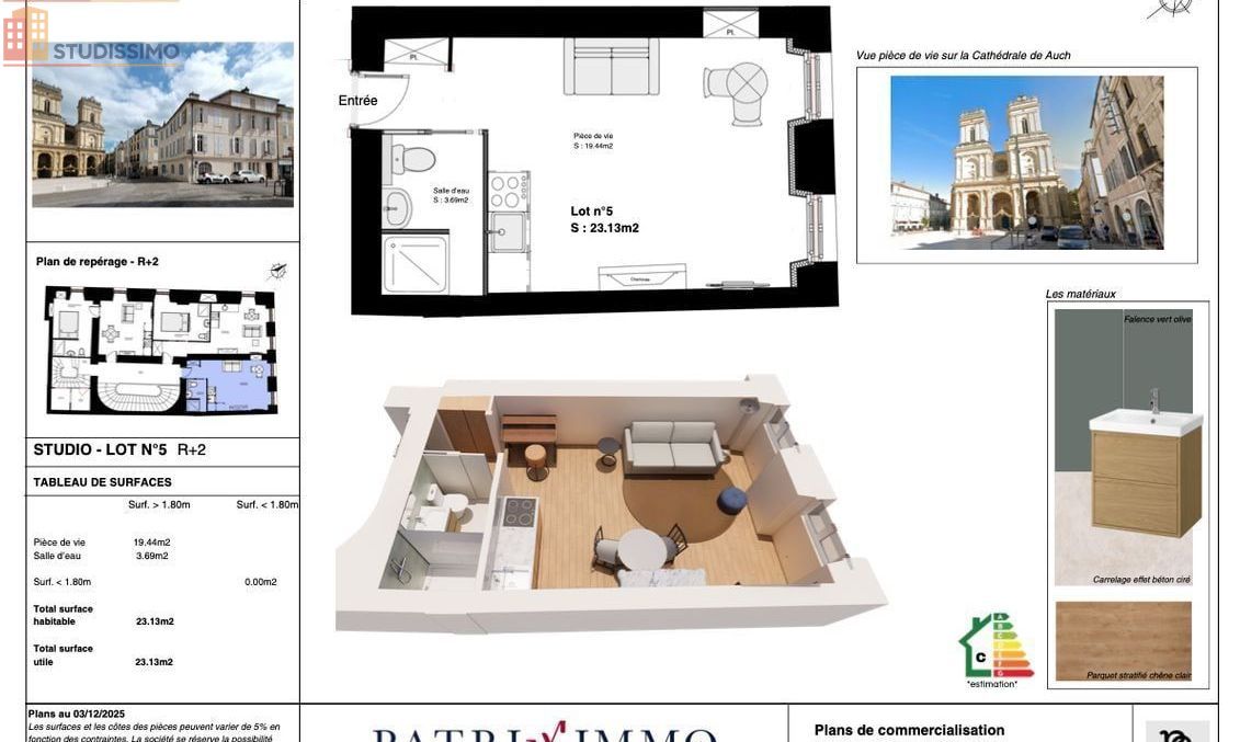 Studio 23m² Auch - Vue cathédrale - Photo 1