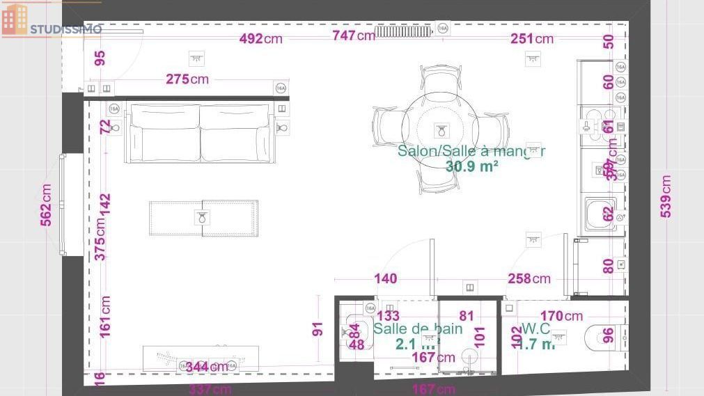 Studio 34m² Saint-Chamond - 1er étage, lumineux - Photo 2