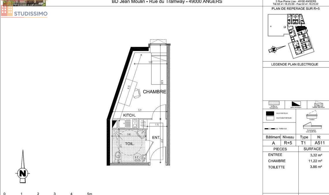 Studio 18m² Angers 49100 - Photo 3