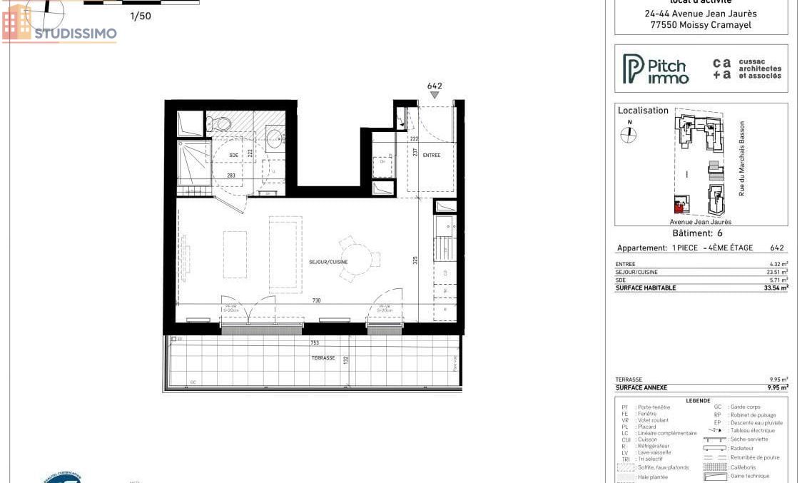Studio 33m² Moissy-Cramayel - lumineux, calme - Photo 2
