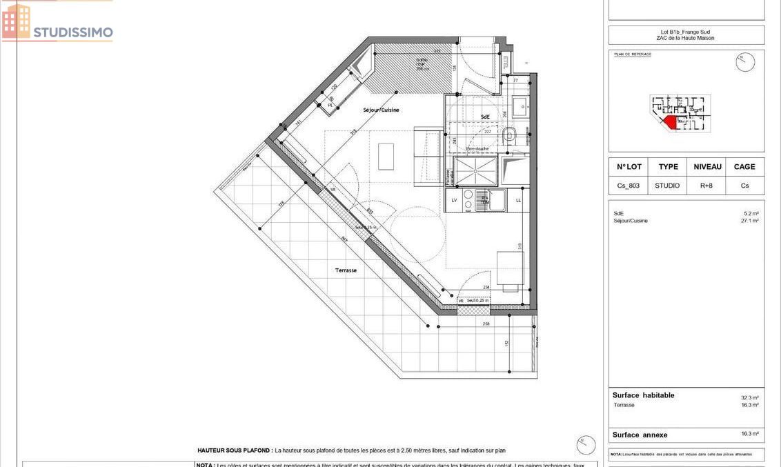 Studio 32m² Champs-sur-Marne - 8e étage, DPE B - Photo 1
