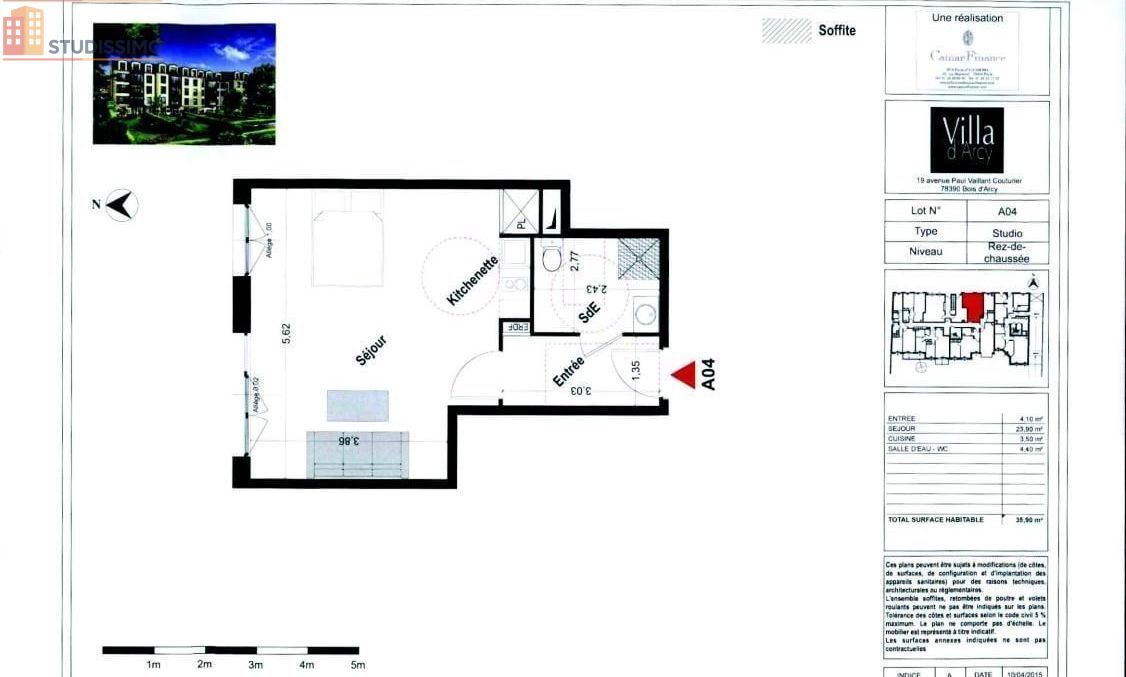 Studio 35m² Bois-d'Arcy - - Photo 1