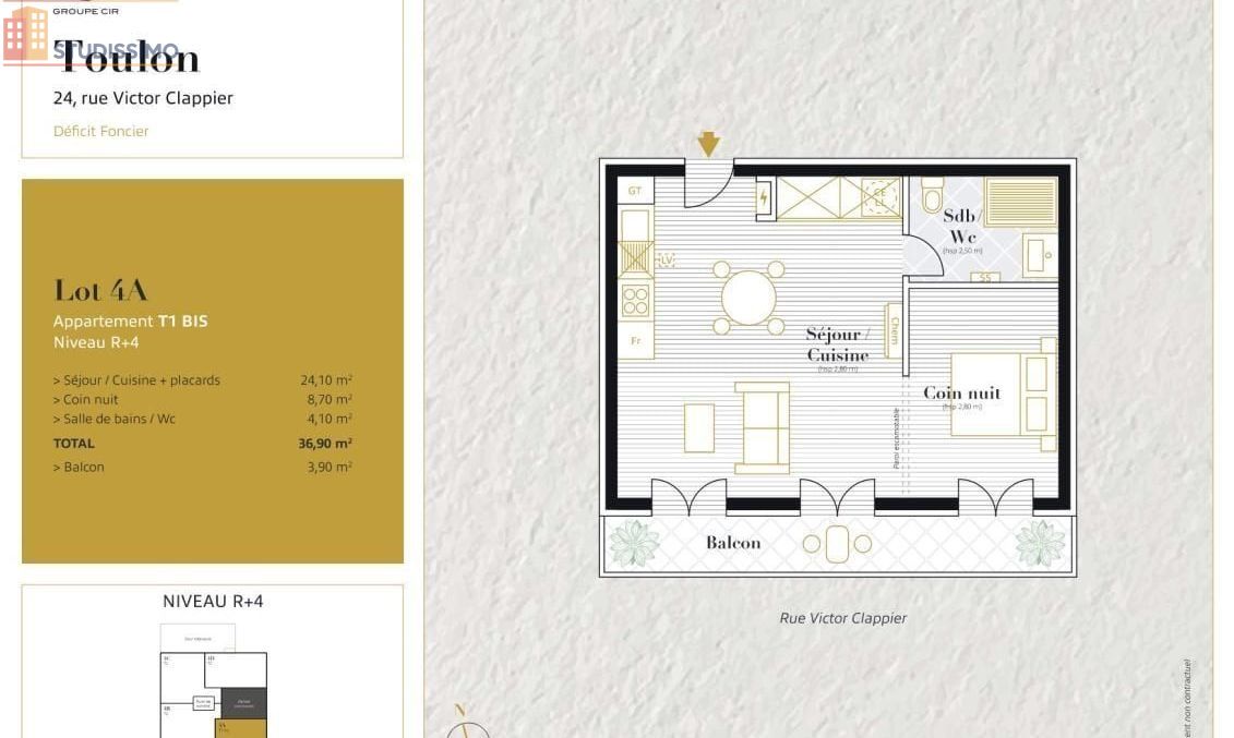Studio 36m² Toulon 83000 - Photo 2