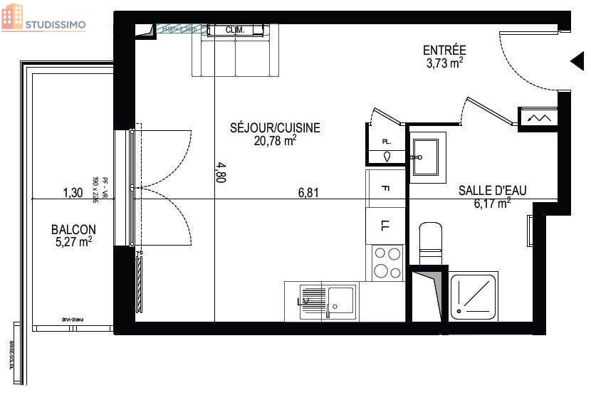 Studio 30m² Monteux - DPE B, 4e étage - Photo 2