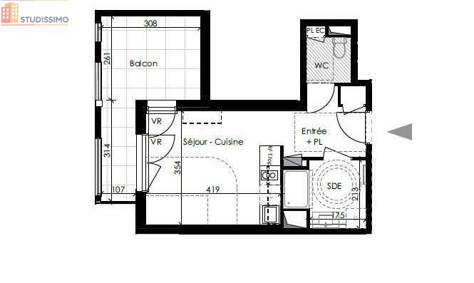 Studio 27m² Le Pontet - DPE B, 3e étage - Photo 2