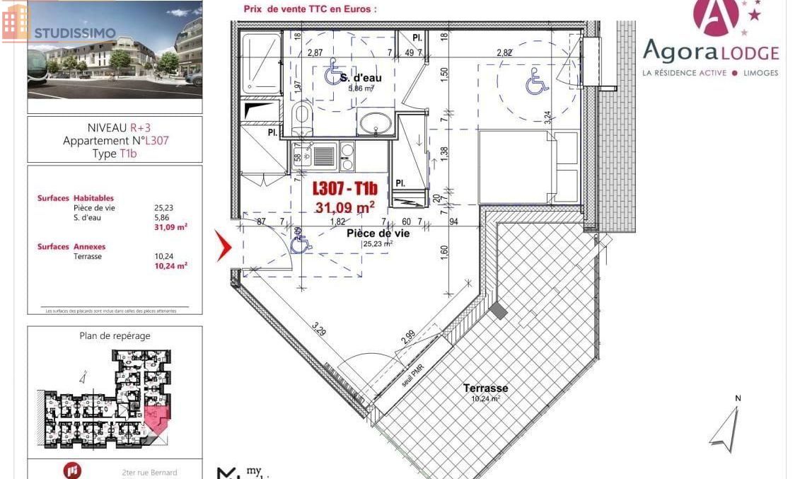 Studio 31m² Limoges - DPE B - Photo 1