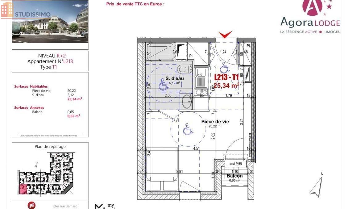 Studio 25m² Limoges 87100 - Photo 2