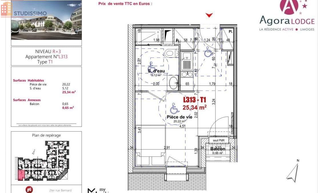 Studio 25m² Limoges 87100 - Photo 1
