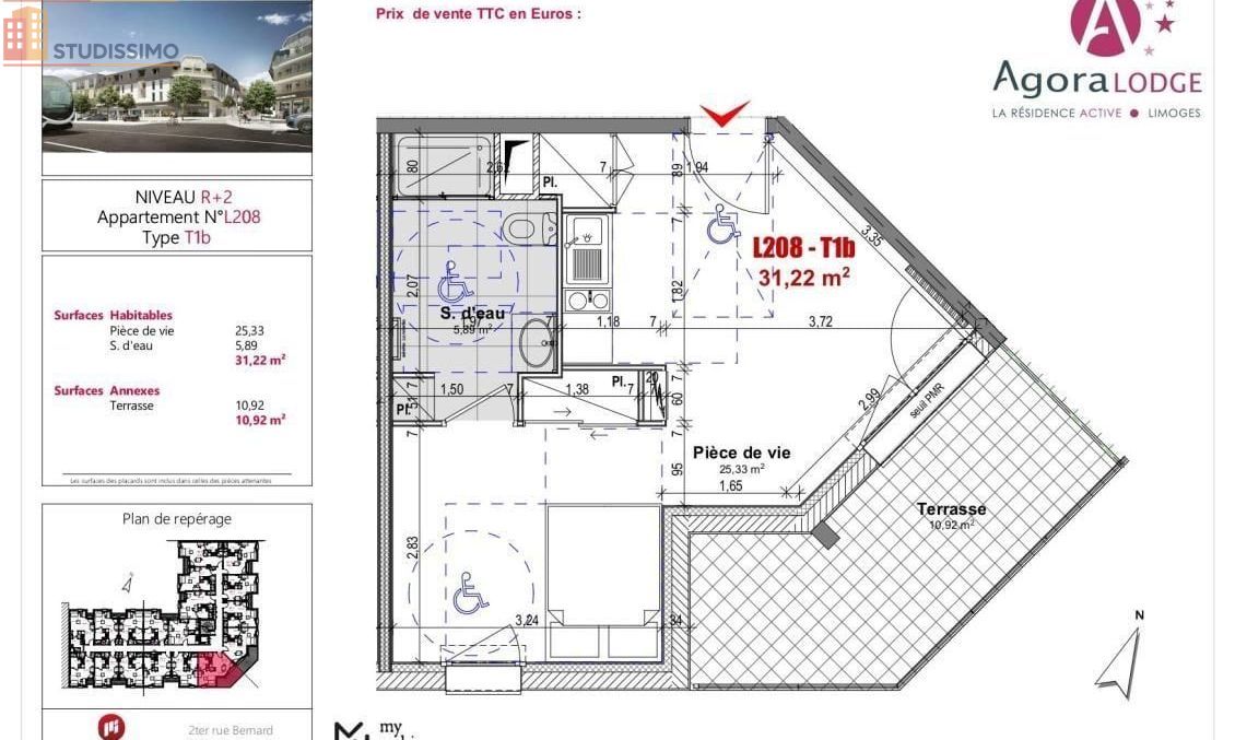 Studio meublé 31m² Limoges - DPE B, lumineux - Photo 4