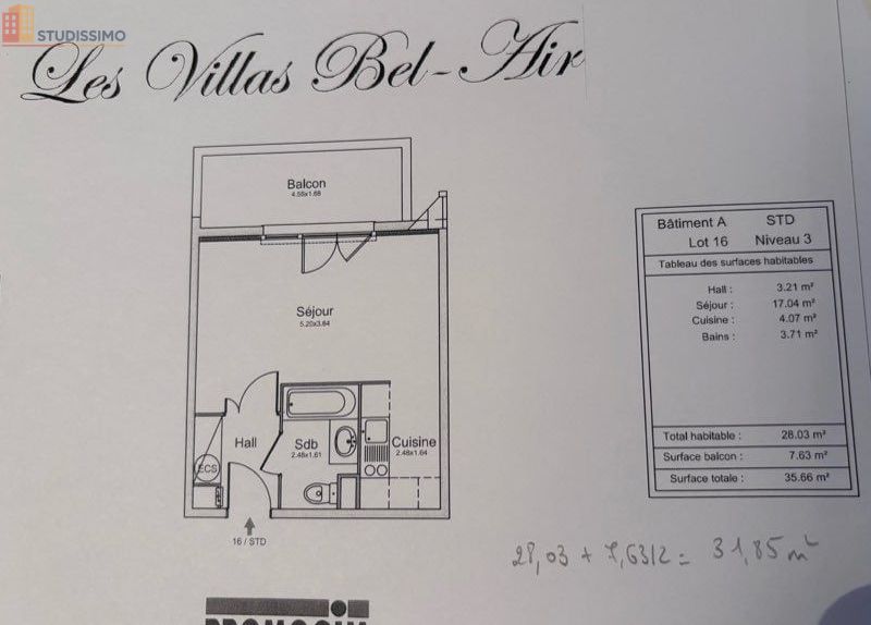Studio 28m² Wittenheim - Terrasse, vendu loué - Photo 1