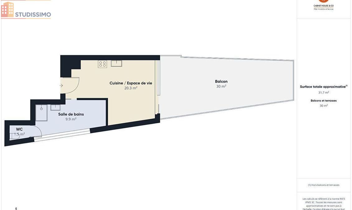 Studio 30m² Le Pontet - Lumineux, DPE C - Photo 1