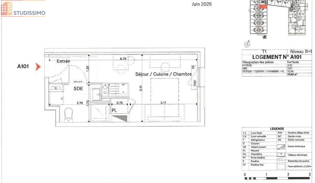 Studio 20m² La Roche-sur-Yon - DPE A, au 1er étage - Photo 1