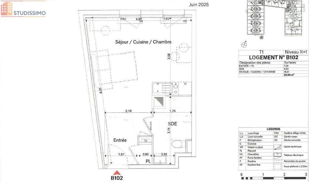 Studio 29m² La Roche-sur-Yon - DPE A, 1er étage - Photo 1